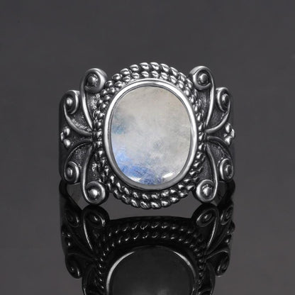 Classic Oval Moonstone Silver Ring