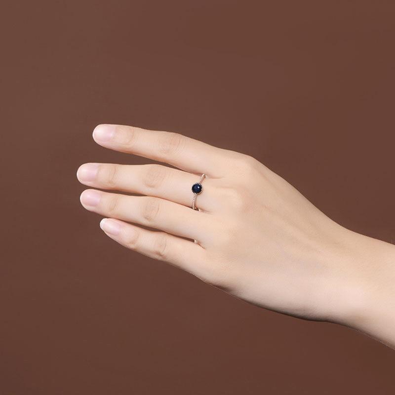 Cosmic Blue Sandstone Silver Ring