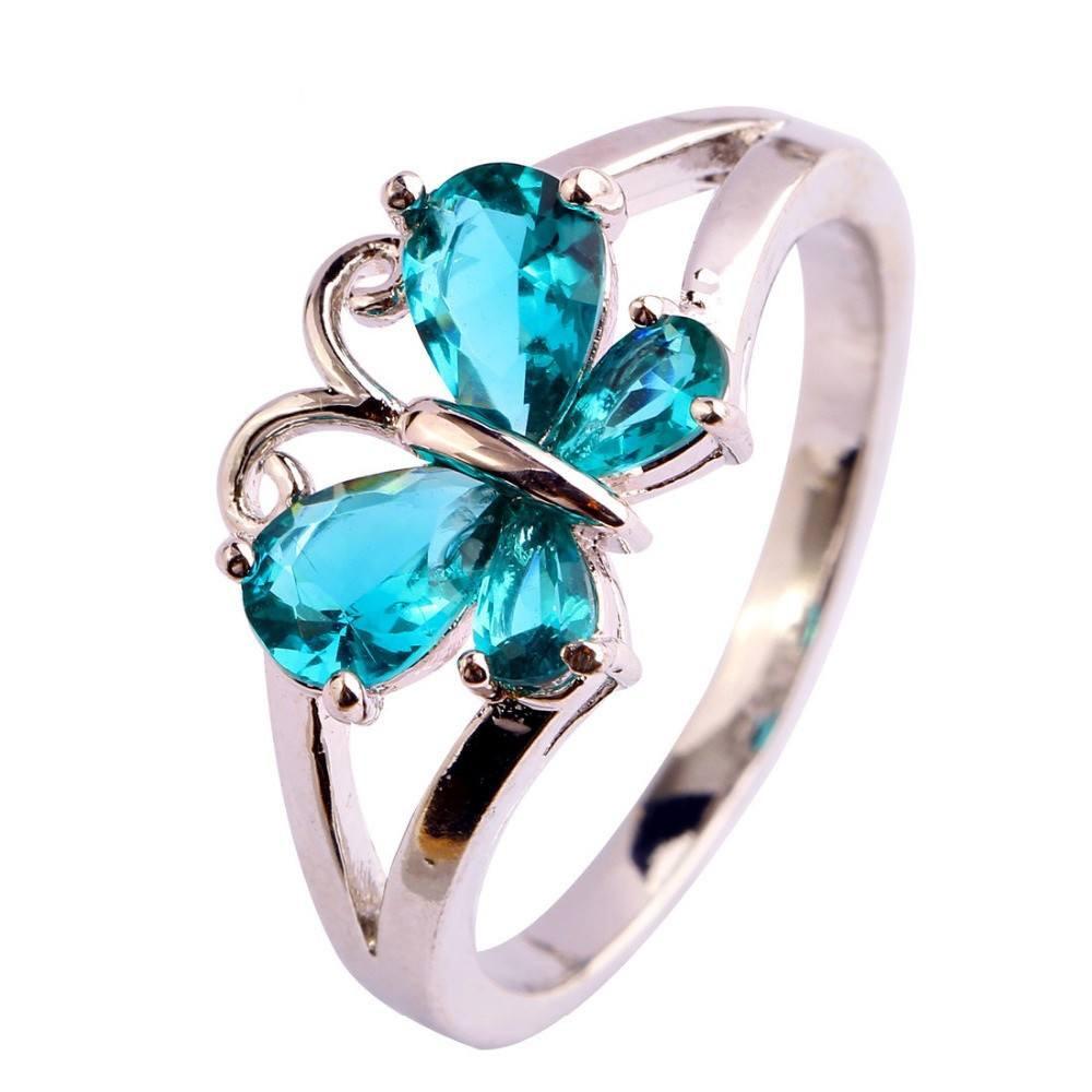 Crystal Butterfly Silver Ring