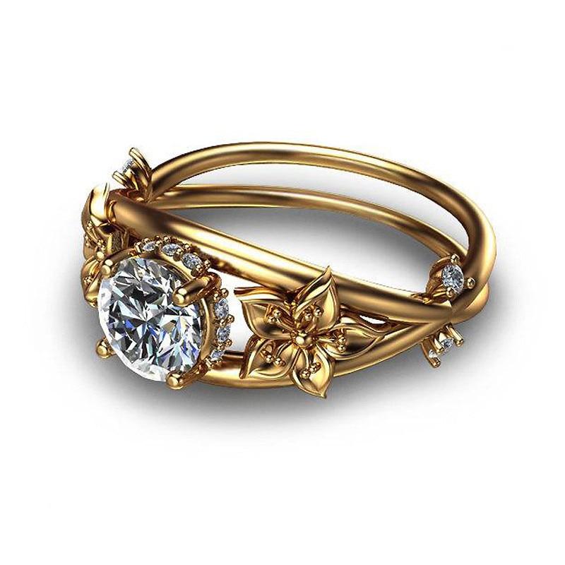 Golden Flower Crystal Ring