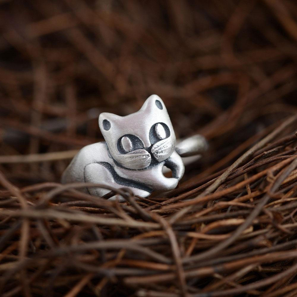 Kitty Cat Sterling Silver Ring
