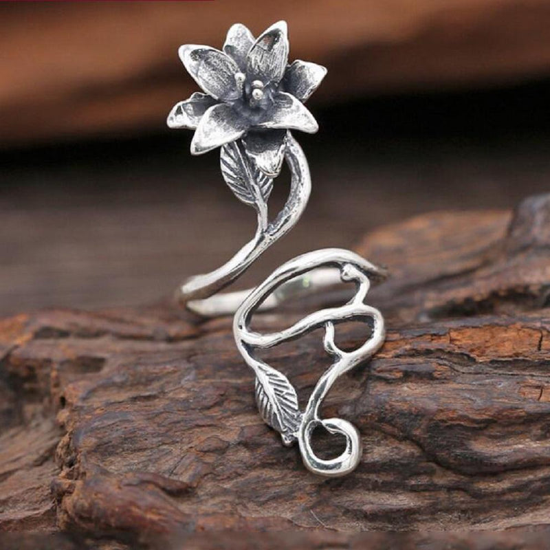 Lucky Flower Sterling Silver Wrap Ring