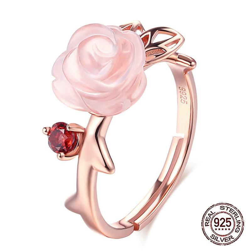 Majestic Rose Quartz & Garnet Ring