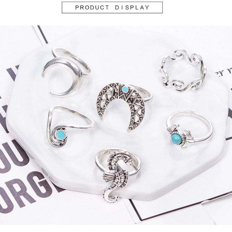 Moon Waves Ring Set