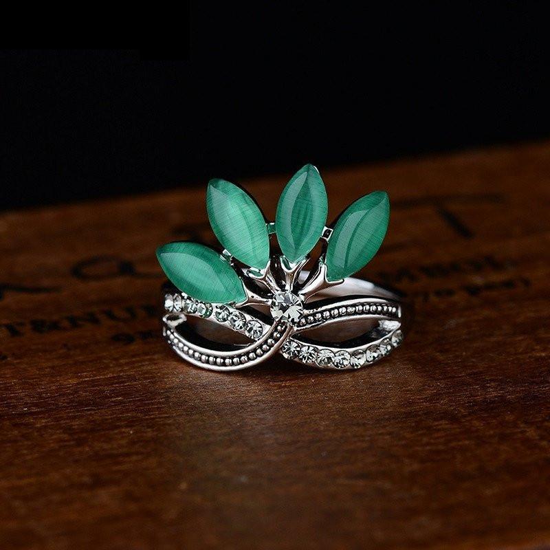 Natural Agate Jade Crystal Ring