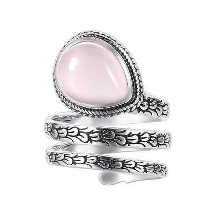 Natural Stone Sterling Silver Wrap Ring