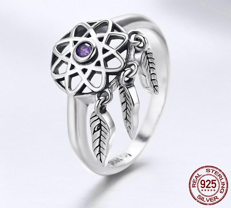 Purple Dreamcatcher Sterling Silver Ring