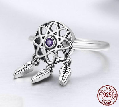 Purple Dreamcatcher Sterling Silver Ring