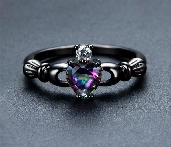 Rainbow Heart Claddagh Ring