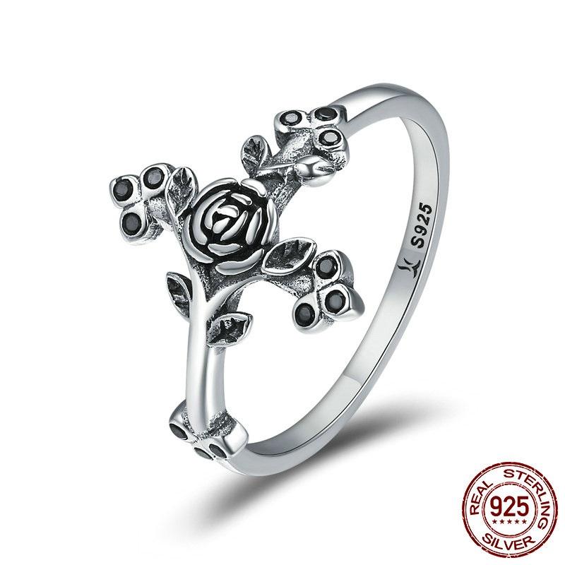 Rose Cross Sterling Silver Ring