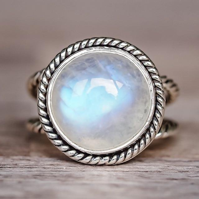 Round Natural Moonstone Ring