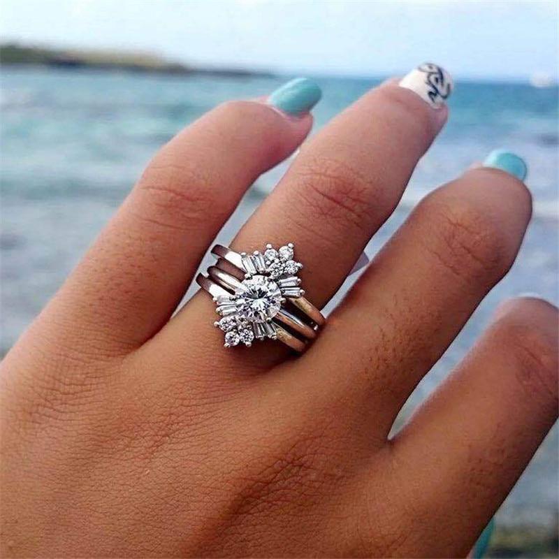 Silver Crystal Sun Ring