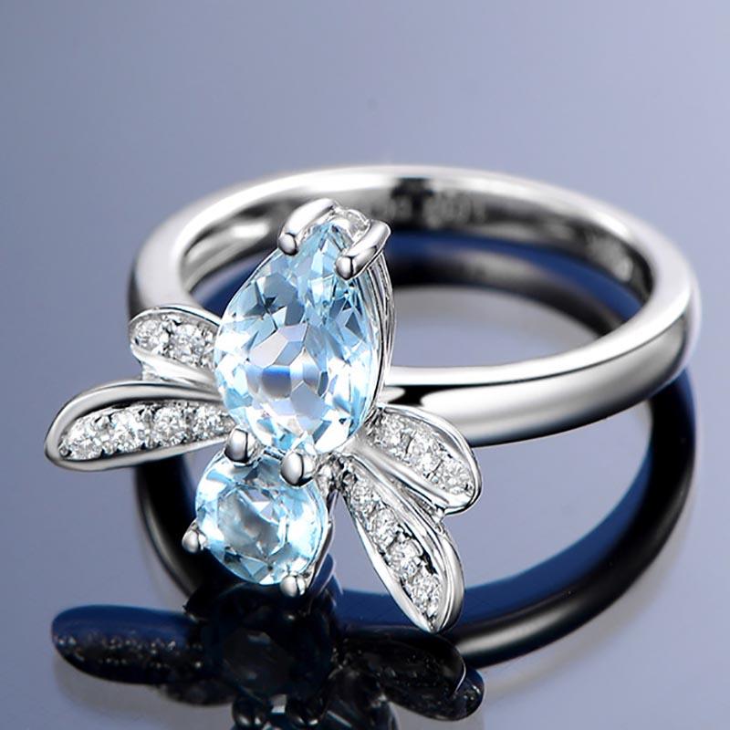 Topaz Dragonfly Silver Ring