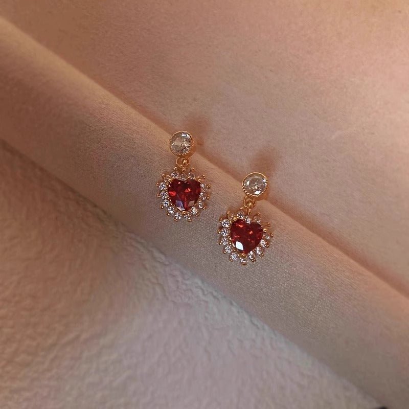 Rouge Heart Earrings in Rose Gold