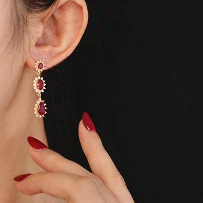 Rosa Ruby Drop Earrings