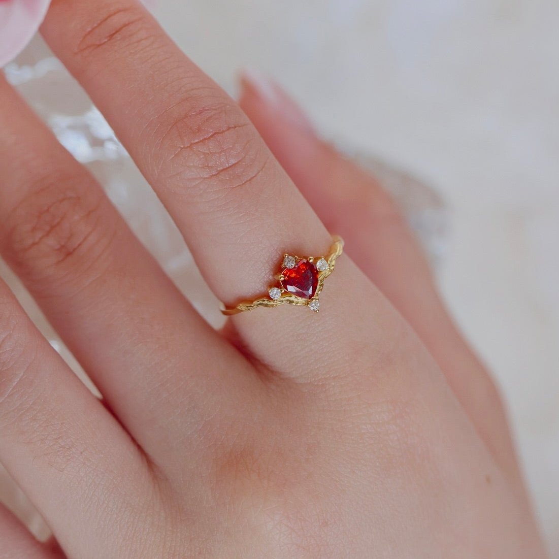 Ruby Heart Tiara Ring