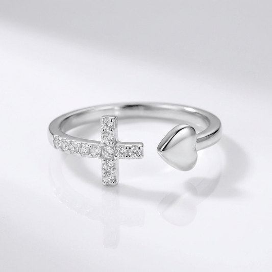 Love & Cross Silver Ring
