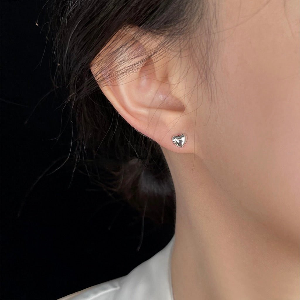 Silver Heart Stud Earrings