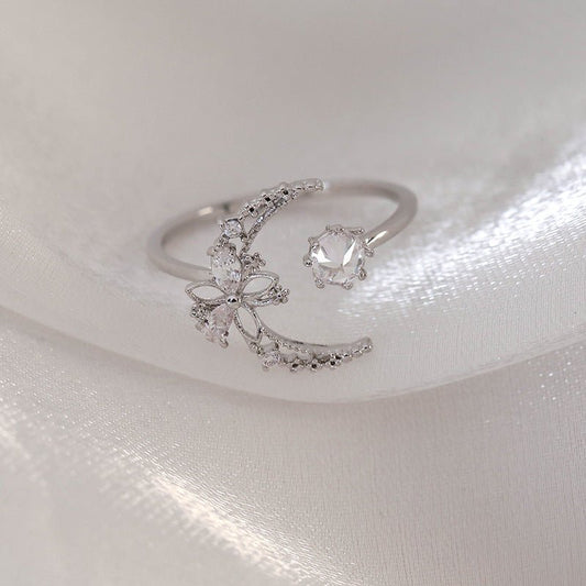 Silver Moonflower Ring