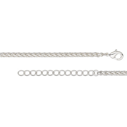 Silver 3.2mm Thick Ponytail/foxtail/wheat Weave Necklace Chain With Extender