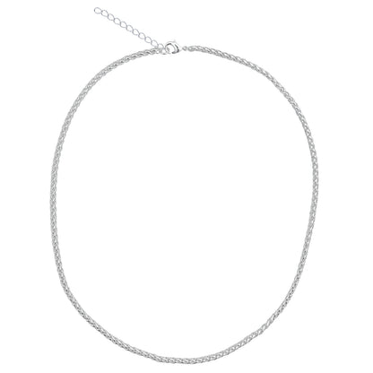 Silver 3.2mm Thick Ponytail/foxtail/wheat Weave Necklace Chain With Extender