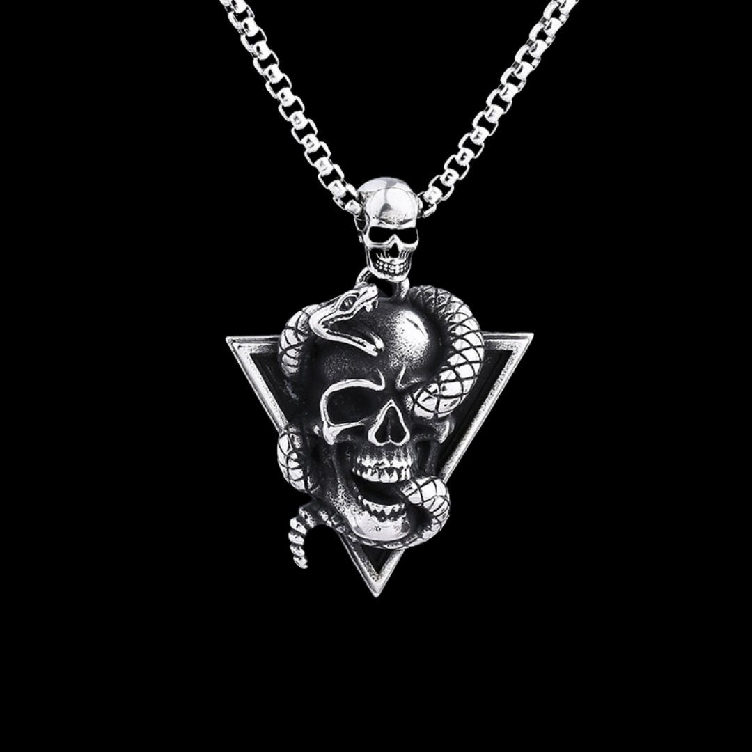 Snake Skull Triangle Pendant