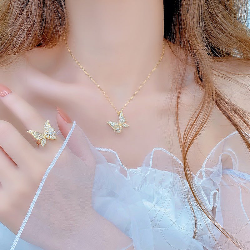 [] Spinning Butterfly Collection (ring/earrings/necklace)