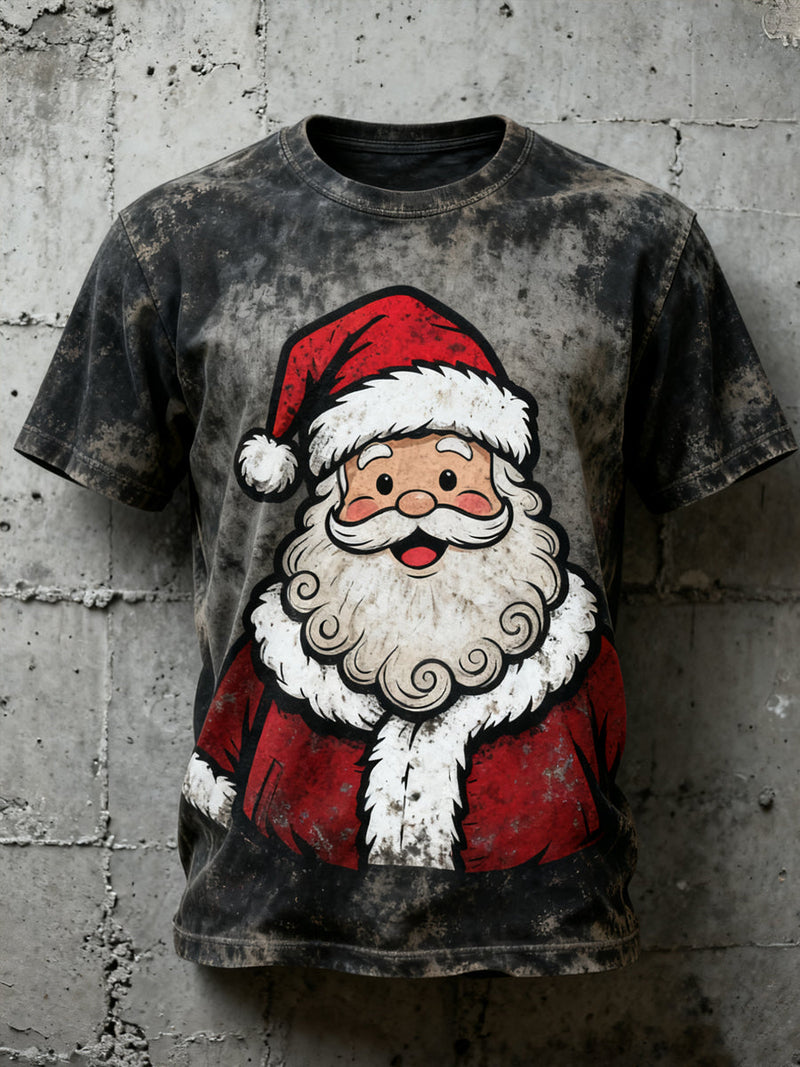 Men's Vintage Santa Claus Print Casual T-Shirt