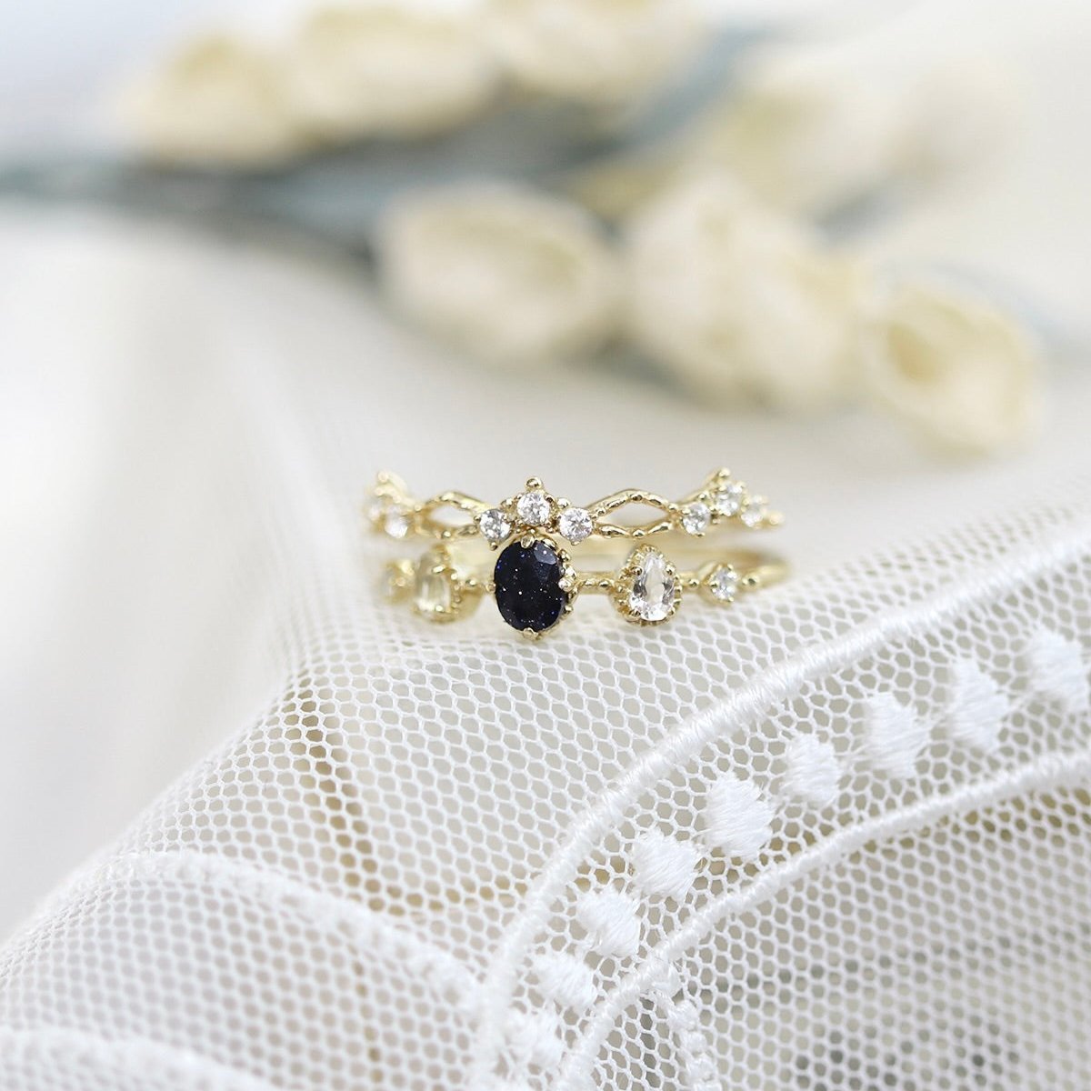 Starlit Noir Ring Set