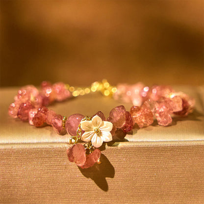 Strawberry Quartz Bracelet Green Strawberry & Super Seven