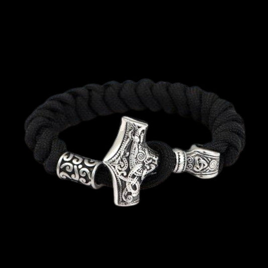 Thor's Hammer Braided Rope Viking Bracelet
