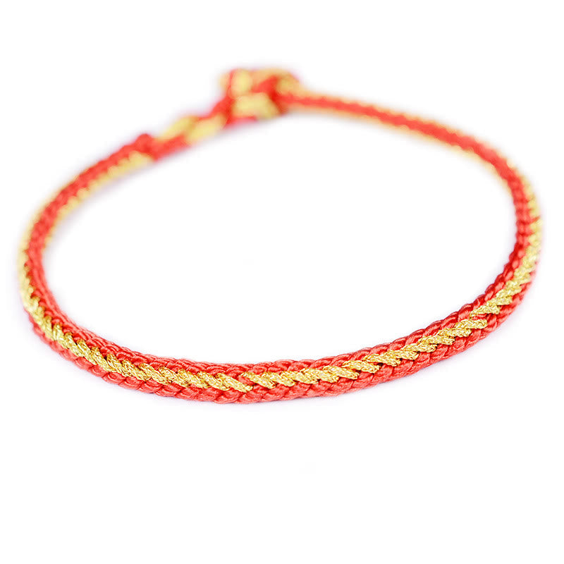 Two-color Handcrafted Eight Thread Peace Knot Red String Bracelet