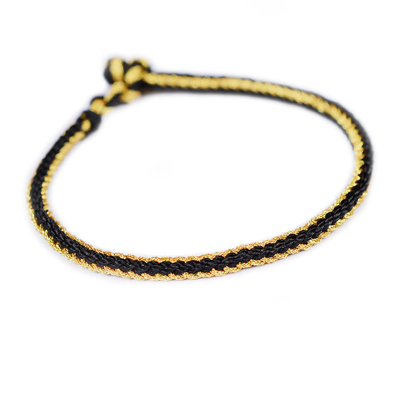 Two-color Handcrafted Eight Thread Peace Knot Red String Bracelet