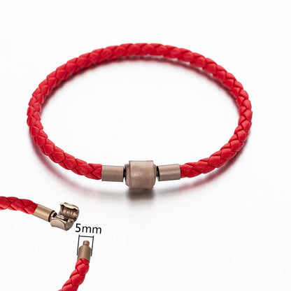 Red String Luck Bracelet 4-5mm Leather Rope