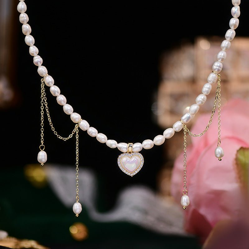 Jane Heart Pearl Choker Necklace