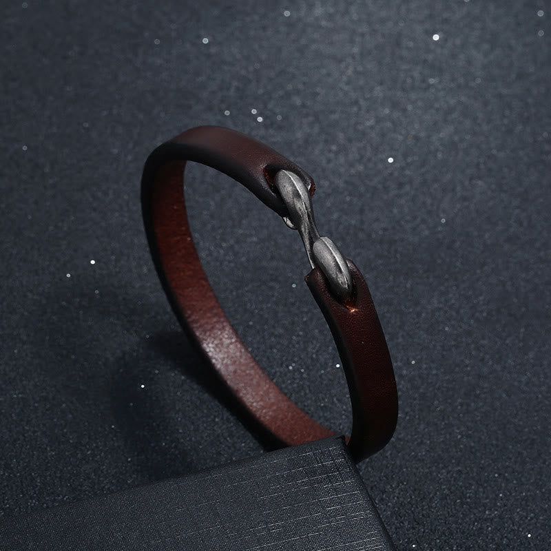 Leather Strength Buckle Bracelet for Spiritual Protection