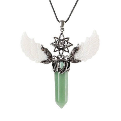 Wing Crystal Pendant 3.1in Spiritual Necklace