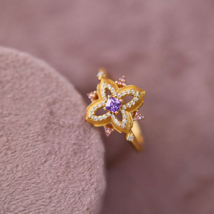 Violet Quatrefoil Ring