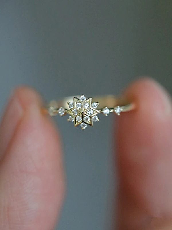 14k Gold Sterling Silver Snowflake Ring