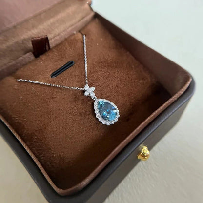Waterdrop Blue Topaz Necklace