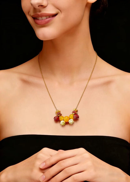 Lotus Bead Goldfish Beeswax Pendant Necklace
