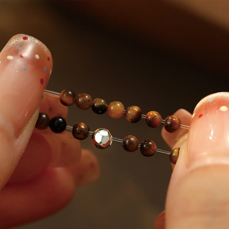 White Jade Black Onyx Crystal Bead Elastic Ring