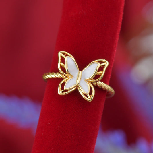 White Mariposa Ring