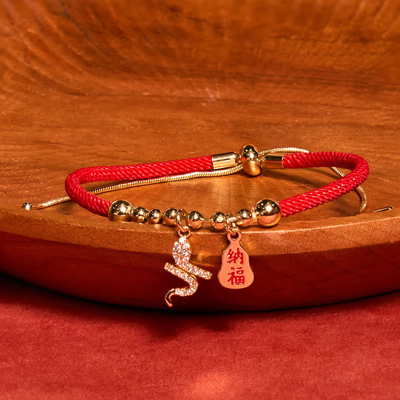 ’s Red String Fu Character Year of the Snake Protection Bracelet