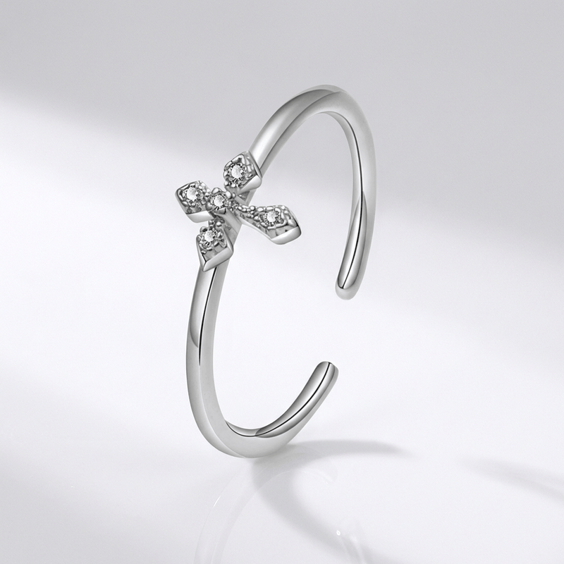 Silver Cross Glow Ring