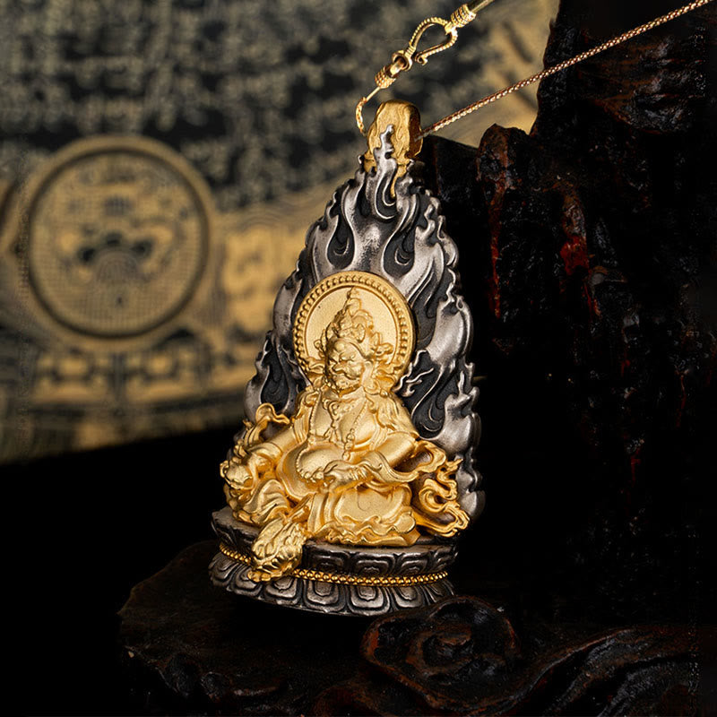 Yellow Jambhala Sterling Silver Spiritual Necklace Pendant
